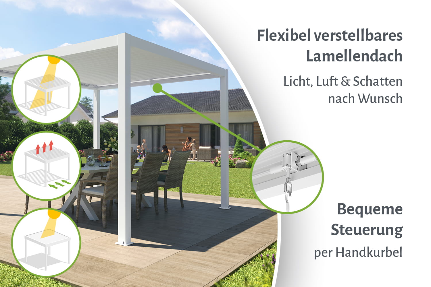 Lamellen-Pergola / Terrassenüberdachung / Carport "ZEUS", verschiedene Größen - freistehend