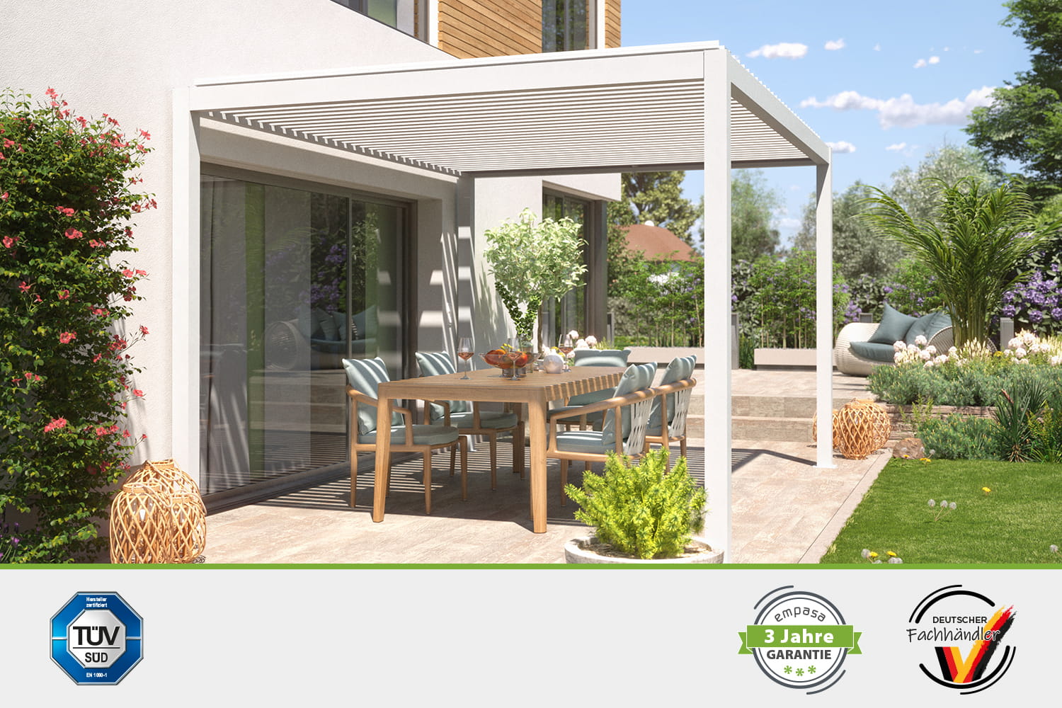 Lamellen-Pergola / Terrassenüberdachung / Carport "ZEUS", verschiedene Größen - freistehend
