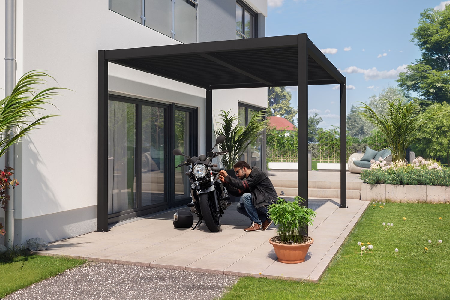 Lamellen-Pergola / Terrassenüberdachung / Carport "ZEUS", verschiedene Größen