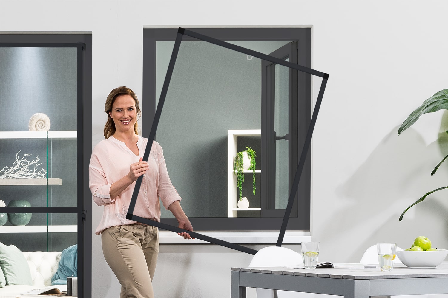 Fliegengitter Fenster "BASIC", Zuschnitt - Alurahmen