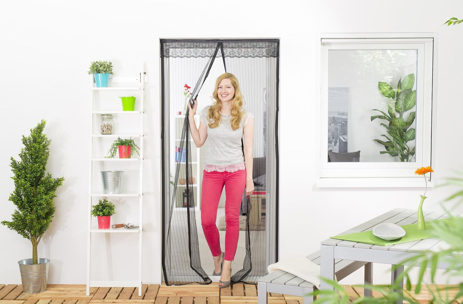 Fliegenvorhang mit Magnetverschluss "STANDARD", Polyester - 100 x 220 cm mit Bordüre