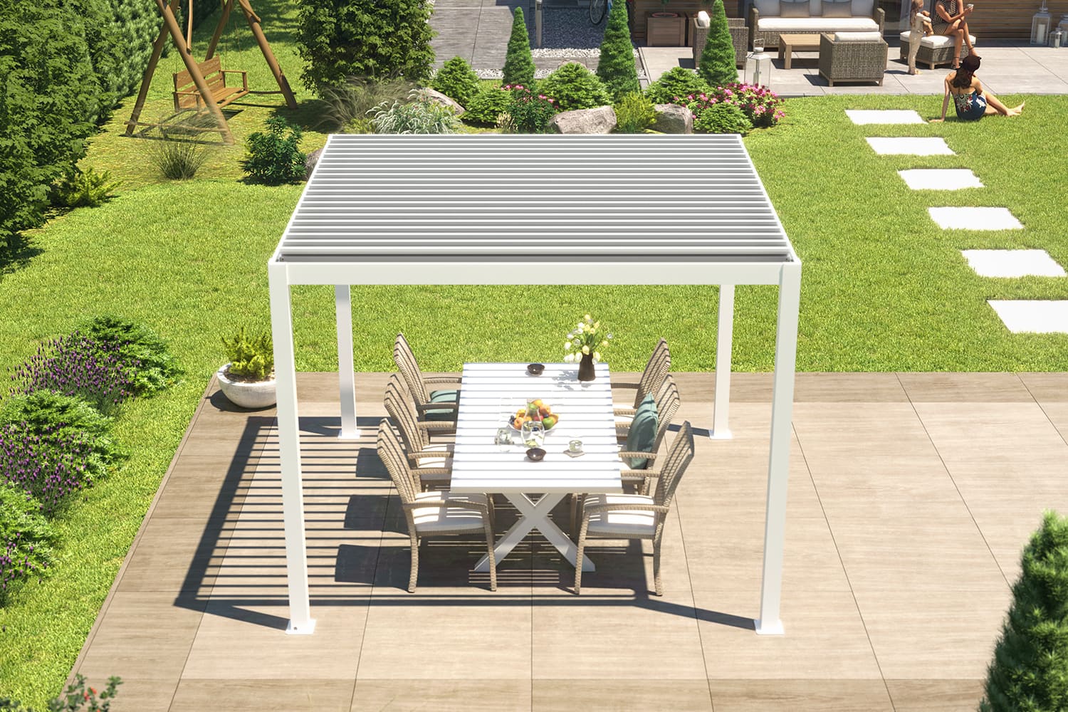 Lamellen-Pergola / Terrassenüberdachung / Carport "ZEUS", verschiedene Größen - freistehend