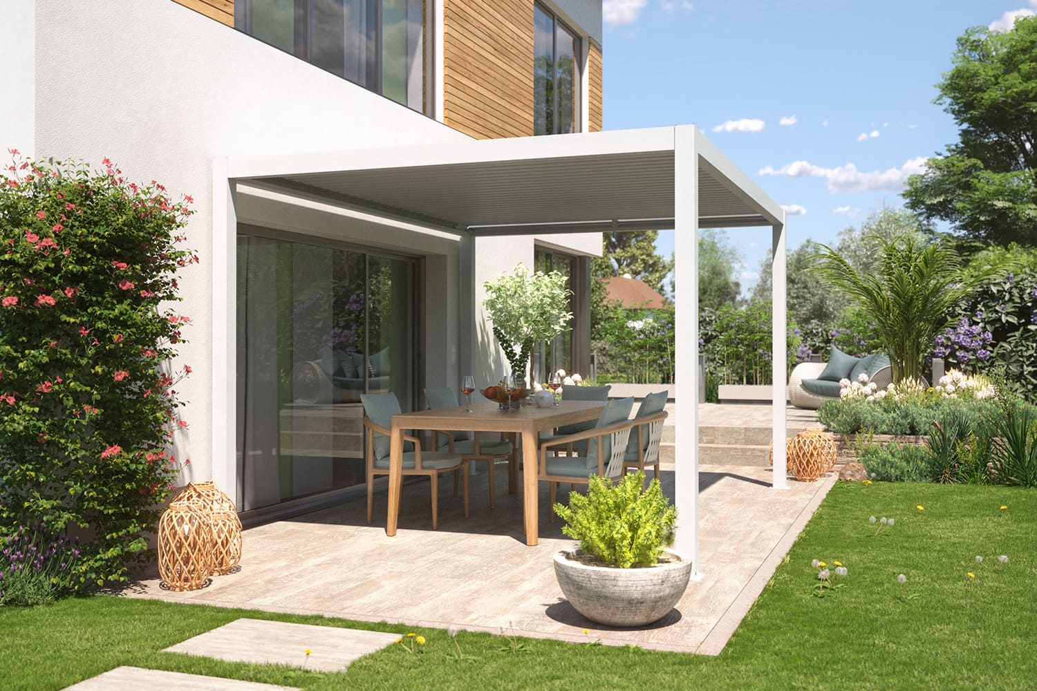 Lamellen-Pergola / Terrassenüberdachung / Carport "ZEUS", verschiedene Größen - freistehend