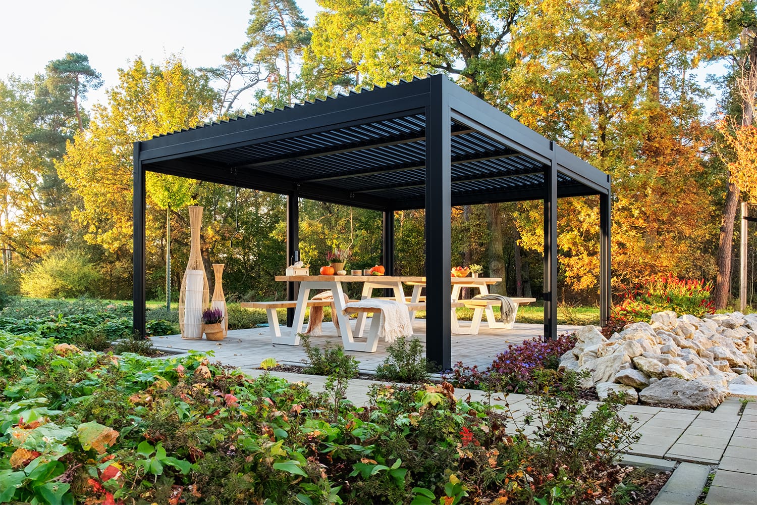 Lamellen-Pergola / Terrassenüberdachung / Carport "ZEUS", verschiedene Größen - freistehend