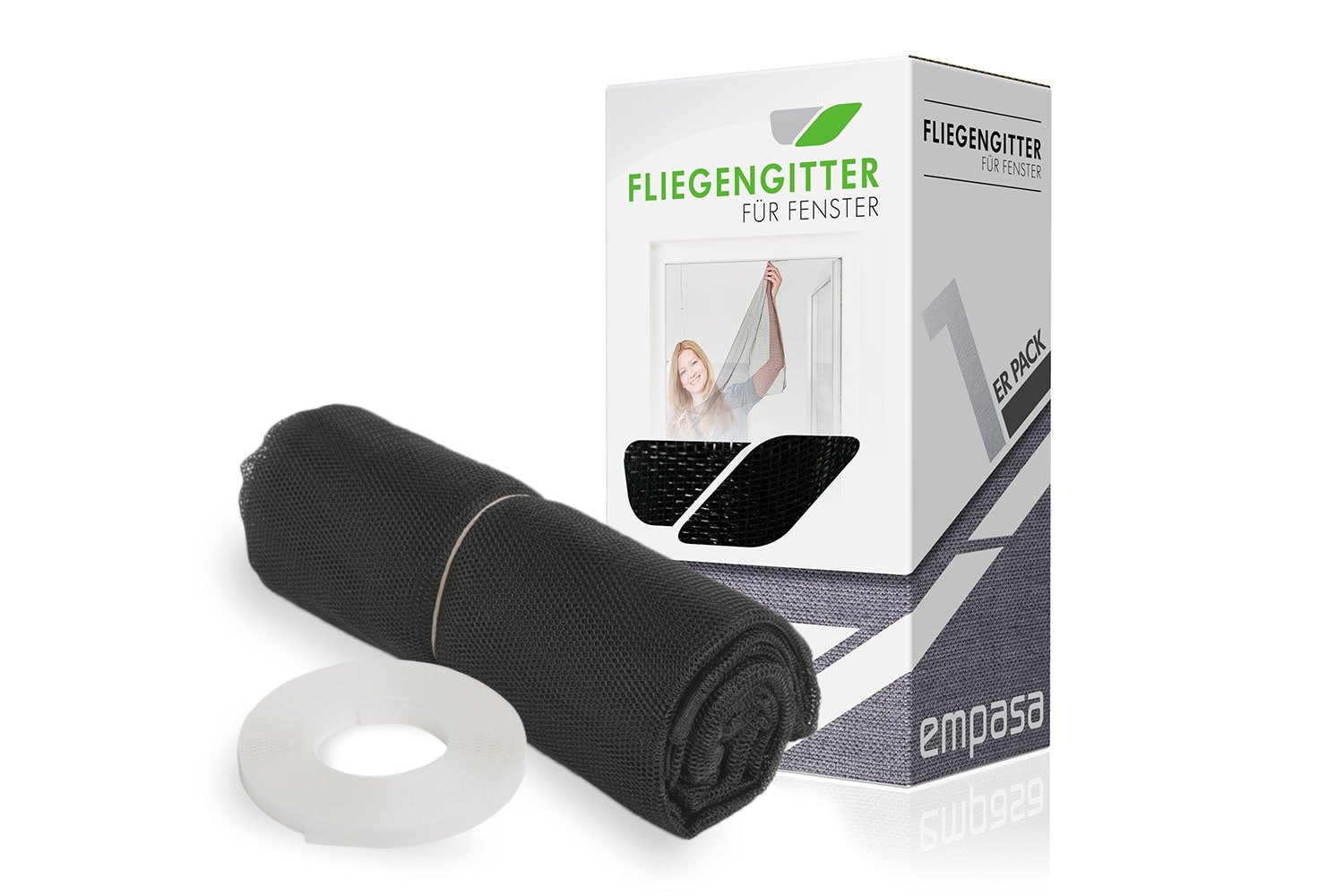 Fliegengitter STANDARD inkl. Klettband, schwarz - 130 x150 cm