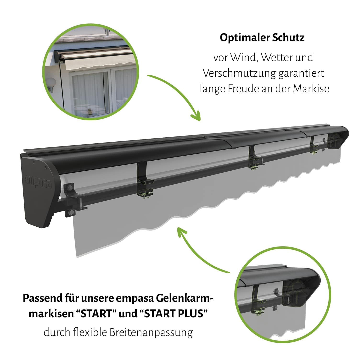 Regendach für Gelenkarmmarkisen, "START" & "START PLUS"