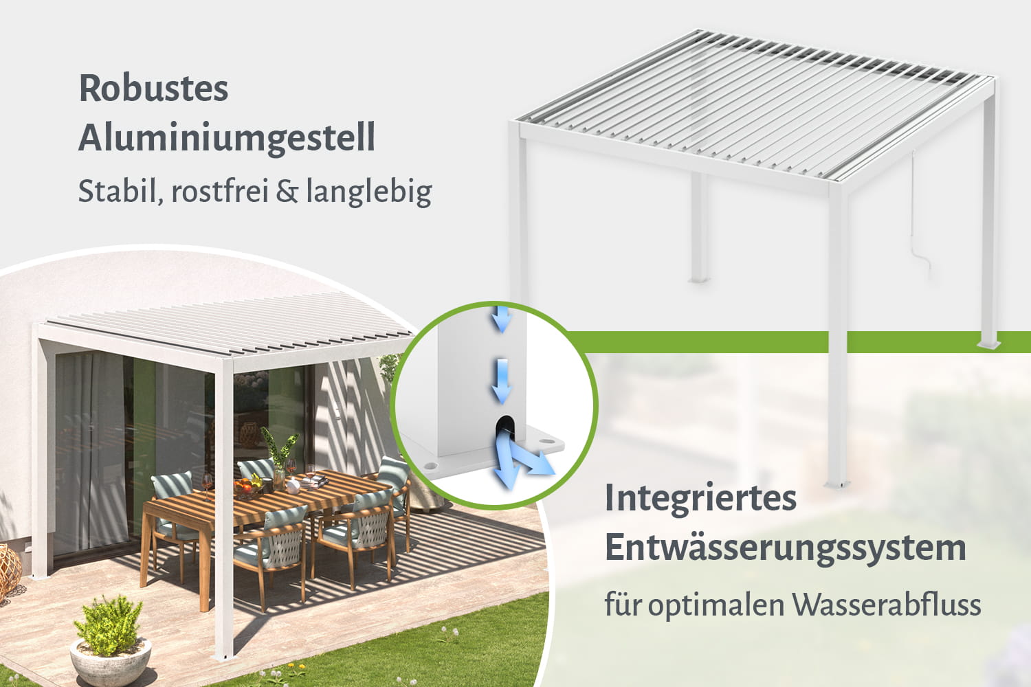 Lamellen-Pergola / Terrassenüberdachung / Carport "ZEUS", verschiedene Größen - freistehend