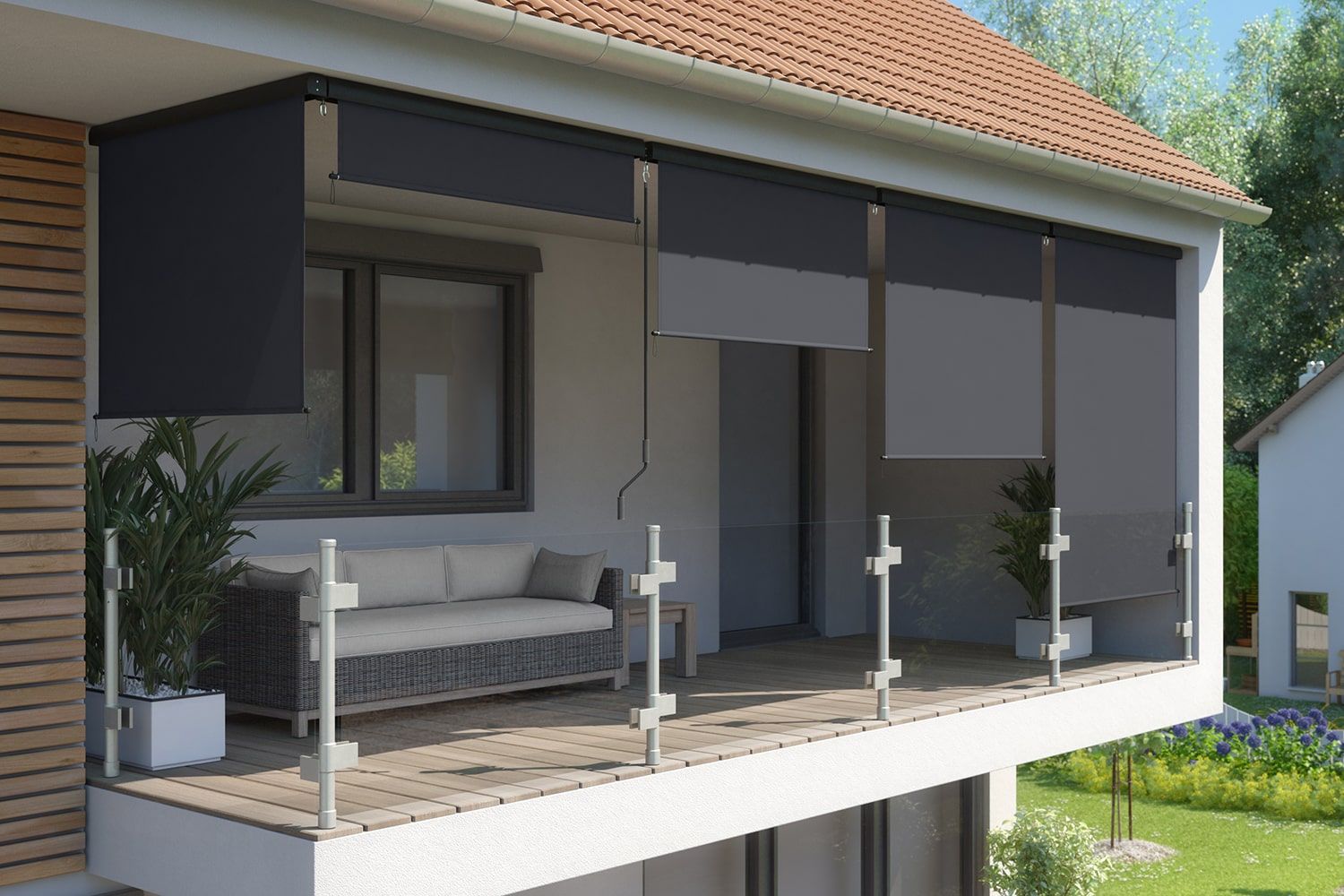 Senkrechtmarkisen » Sicht und Sonnenschutz für Balkone